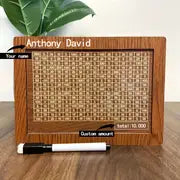 1pc Customizable Wooden Savings Box with Name & Goal Amount - Recycled Wood Deposit Box, 100-1000 Customizable Cells, Markers Included for Budgeting, Reusable Money Jar Gift for Family & Friends, Saving Money Box, Classic Design